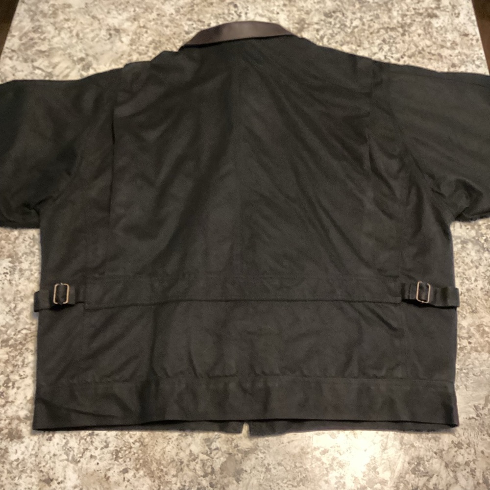 Men's Black Outback work Jacket with Brown Collar - Picture 7 of 11